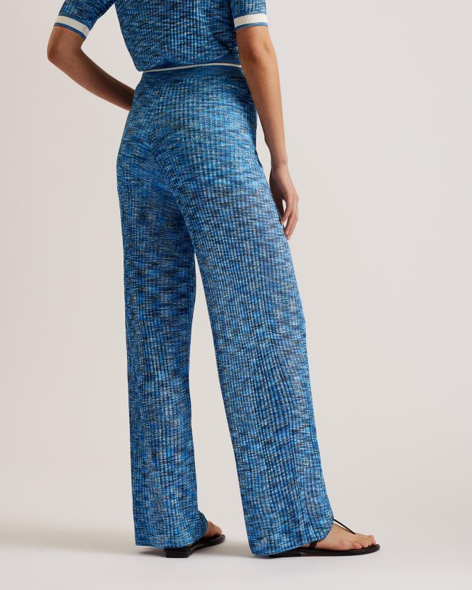 Pantalon Ted Baker Wide Leg Ribbed Knit Bleu Femme | GRE-84780151